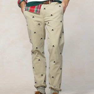 Rugby Ralph Lauren Khaki Skulls Embroidered University Chinos 32/34